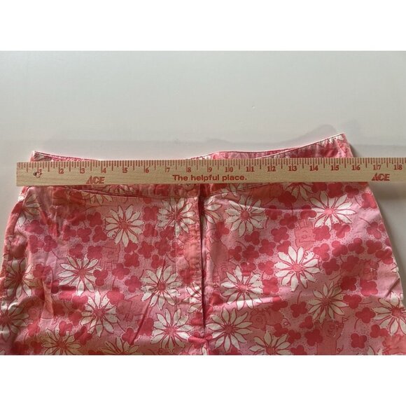 Vintage 90s Lilly Pulitzer pink white floral flying pigs cropped resort pants 12 - Picture 7 of 8